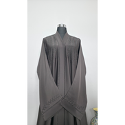 Grey Diamantes Abaya with Matching Belt