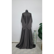 Grey Diamantes Abaya with Matching Belt