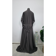 Grey Diamantes Abaya with Matching Belt