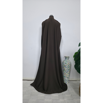 Brown Beaded and Embroidered Abaya