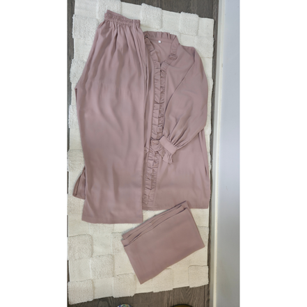 Blush Ruffle Modest 3 piece co ord set